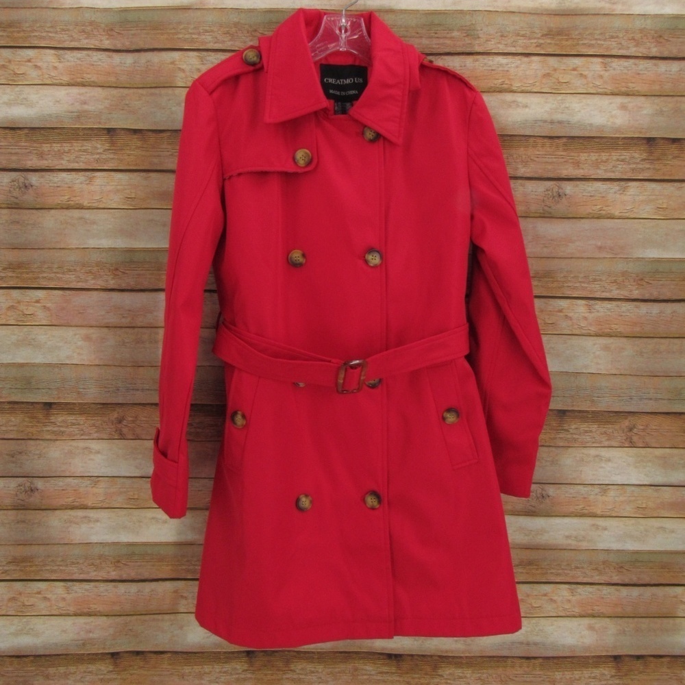 Creatmo Us Double Breasted Red Spring Coat M - image 1